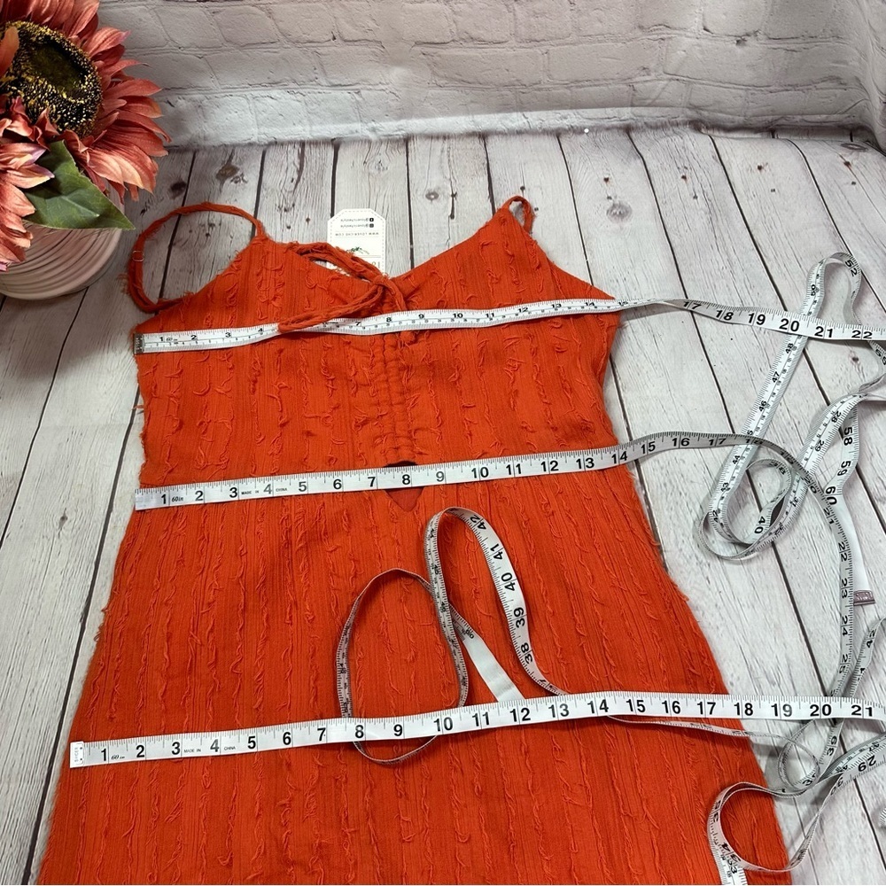 NWT Love Riche burnt Orange cotton sleeveless Mini Dress womens S fit & flare - Picture 5 of 9